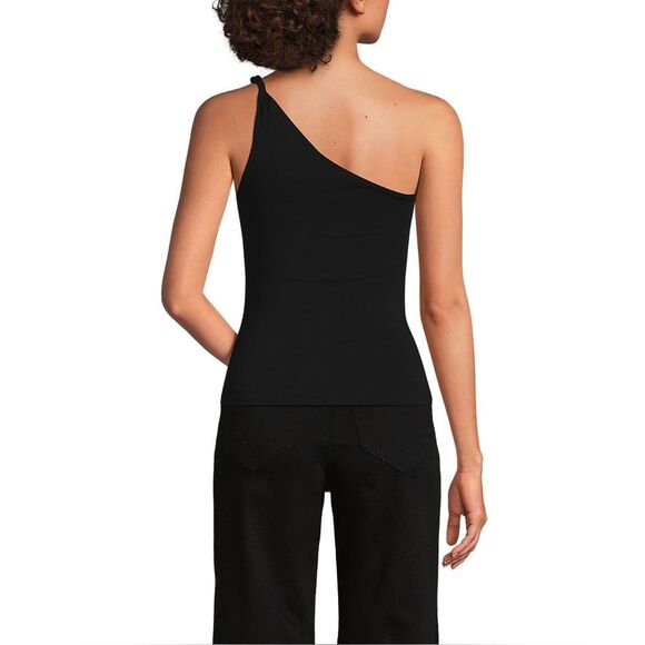 Land's End adaptive slender Grecian one shoulder shelf bra top black size small - Picture 2 of 4
